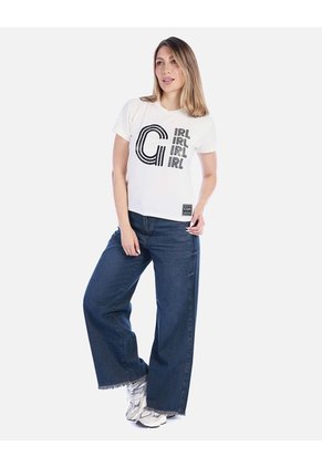 Camiseta Blanca Estampada De Algodón