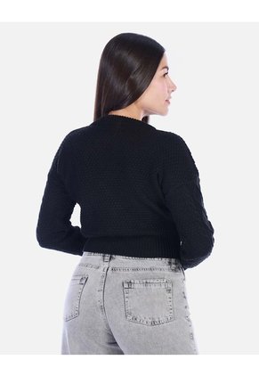 Sweater Crop Tejido Negro Mujer