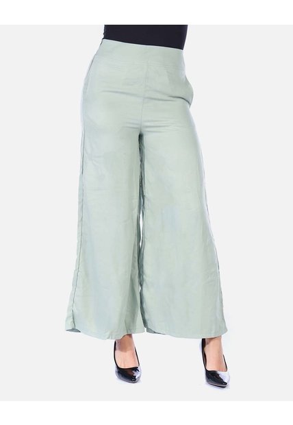 Pantalón Palazzo Verde Menta Tiro Alto Mujer
