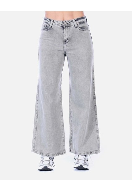 Jean Wide Leg Gris Lavado Mujer