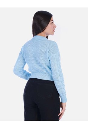 Sweater Crop Tejido Azul Cielo Mujer
