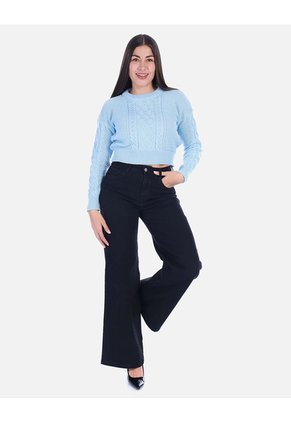 Sweater Crop Tejido Azul Cielo Mujer