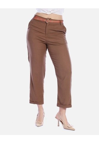 Pantalón De Lino Y Rayón Con Cinturón Arequipe moda dulce