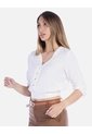 Blusa Cuello En V Blanca Con Botones de Arequipe moda dulce