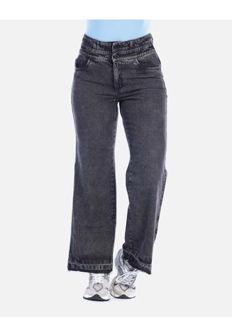 Jean Gris Oscuro Rígido De Tiro Alto Arequipe moda dulce