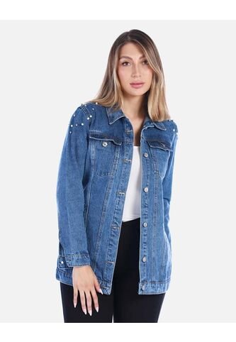 Chaqueta De Jean Larga Con Tachas Mujer Arequipe moda dulce