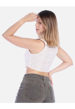 Chaleco Blusa Corto Blanco Para Mujer