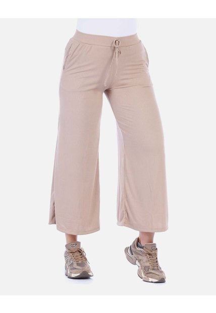 Pantalón Wide Leg Rib De Resorte