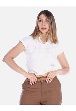 Camisa Corta Blanca De Amarrar Mujer