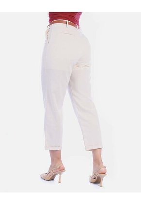 Pantalón De Lino Y Rayón Con Cinturón