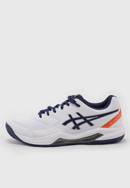 Tenis para Tennis Blanco-Azul Navy-Rojo Neón asics Gel-Dedicate 8 Clay