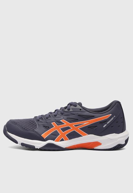 Tenis Volleyball Azul Oscuro-Blanco-Naranja asics Gel-Rocket 11