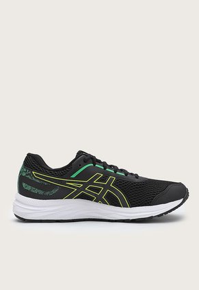 Tenis Running Negro-Blanco-Verde Neón asics Kabuki