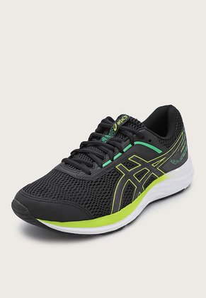 Tenis Running Negro-Blanco-Verde Neón asics Kabuki