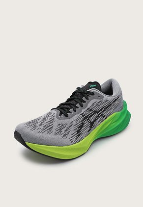 Tenis Running Gris-Amarillo Neón-Verde asics Novablast 3