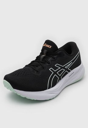 Tenis Running Negro-Blanco-Verde Menta asics Gel-Pulse 15