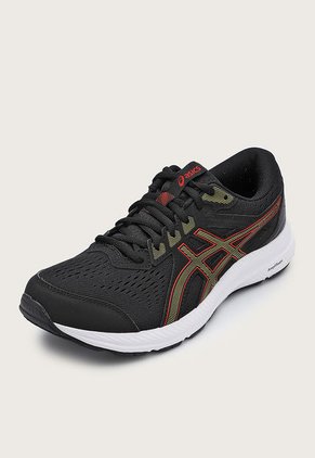 Tenis Running Negro-Verde Oliva-Rojo asics Gel-Contend 8