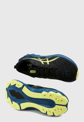 Tenis Running Negro-Amarillo-Azul asics Novablast 2