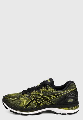 Tenis Running Negro-Amarillo-Blanco asics Gel Nimbus 20