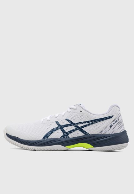 Tenis para Tennis Blanco-Azul Navy-Amarillo Neón asics GEL-Game 9