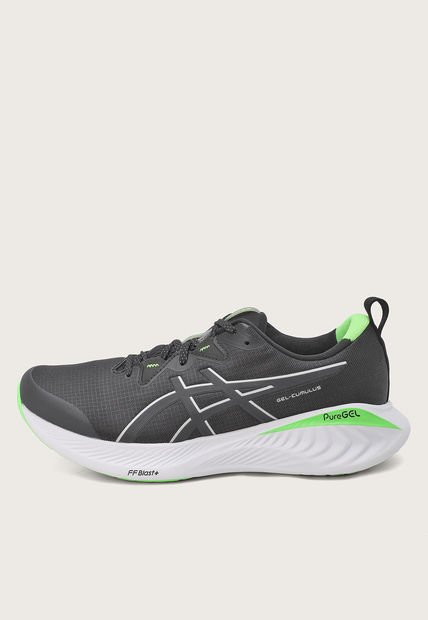 Tenis Running Negro-Blanco-Verde Neón asics Gel-Cumulus 25 Lite-Show