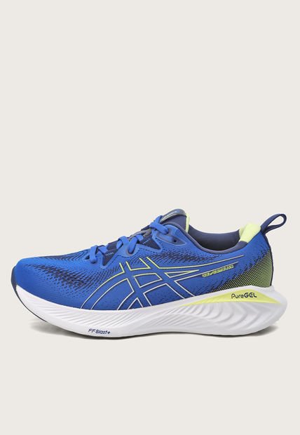 Tenis Running Azul-Blanco-Amarillo Neón asics GEL-Cumulus 25