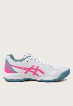 Tenis Padel Blanco-Fucsia-Celeste asics Gel-Dedicate 8