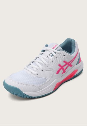 Tenis Padel Blanco-Fucsia-Celeste asics Gel-Dedicate 8