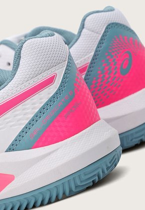 Tenis Padel Blanco-Fucsia-Celeste asics Gel-Dedicate 8