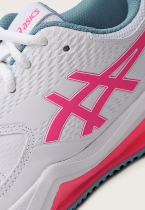 Tenis Padel Blanco-Fucsia-Celeste asics Gel-Dedicate 8