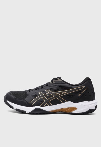 Tenis Voleibol Negro-Dorado-Blanco asics GEL-Rocket 11