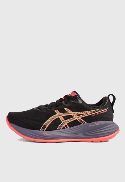 Tenis Running Negro-Coral-Violeta asics GEL-Cumulus 27