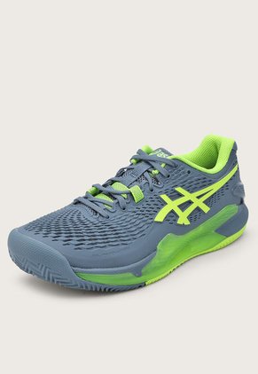 Tenis para Tennis Azul Grisáceo-Amarillo Neón asics Gel-Resolution 9 Clay