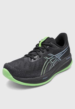 Tenis Running Negro-Verde Neón-Azul asics GEL-Cumulus 26