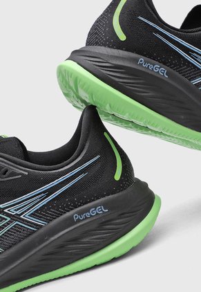 Tenis Running Negro-Verde Neón-Azul asics GEL-Cumulus 26