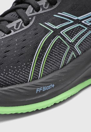 Tenis Running Negro-Verde Neón-Azul asics GEL-Cumulus 26