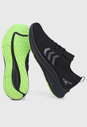 Tenis Running Negro-Verde Neon ATHLETIC