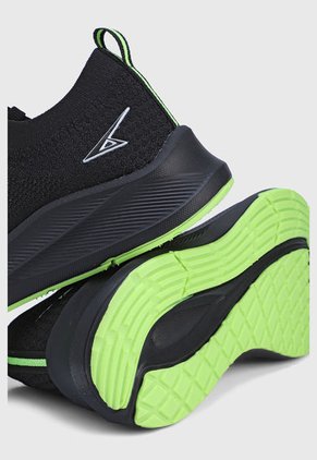 Tenis Running Negro-Verde Neon ATHLETIC