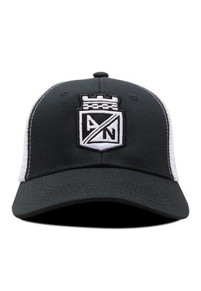Gorra Atlético Nacional Oficial De Malla Escudo Negro/Blanco