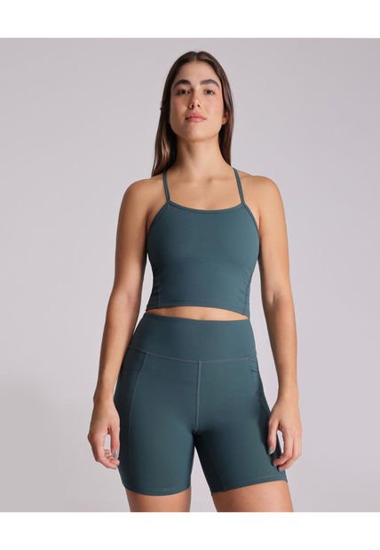 Crop Top Para Mujer Manga Sisa Color Verde Oscuro Marca Atmos #31090094
