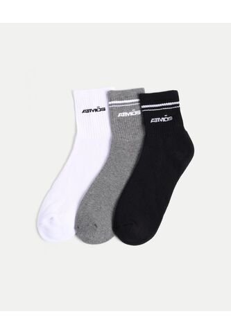 Medias X3 Para Hombre Caña Media Color Negro Marca Atmos #32980024 Atmos