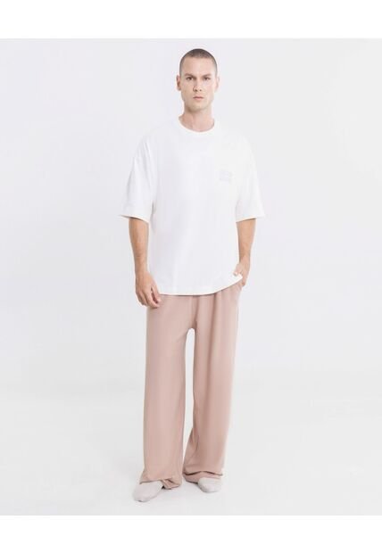 Pantalon Barrel En Burda Liviana  Para Hombre Crema Atmos