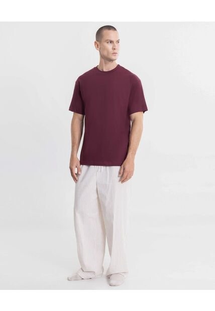 Pantalon Barrel En  Rayas  Para Hombre Beige Atmos