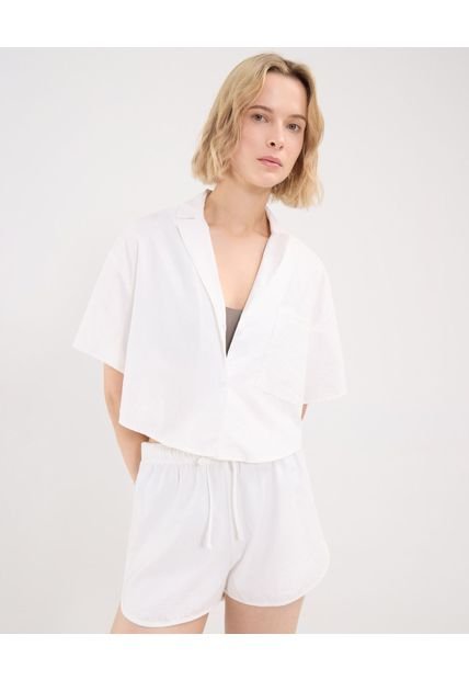 Camisa Para Mujer Manga Corta Color Marfil Marca Atmos #31010008