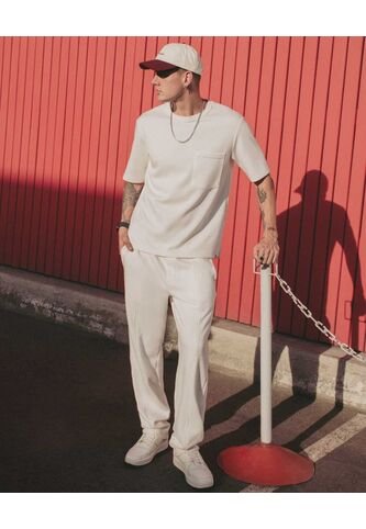Pantalón Recto Con Detalle De Venas  Para Hombre Blanco Atmos Atmos