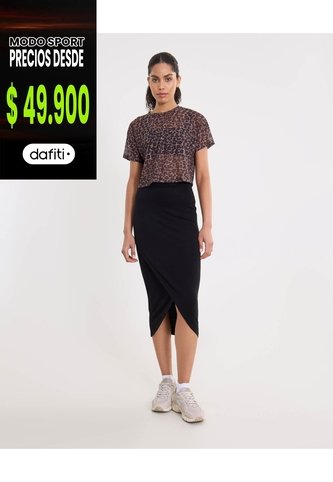 Falda Midi Cruzada En Plush  Para Mujer Negro Atmos Atmos