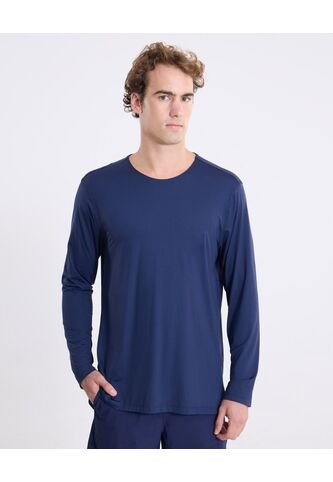 Camiseta Manga Larga Bonding Activo  Para Hombre Azul Atmos Atmos