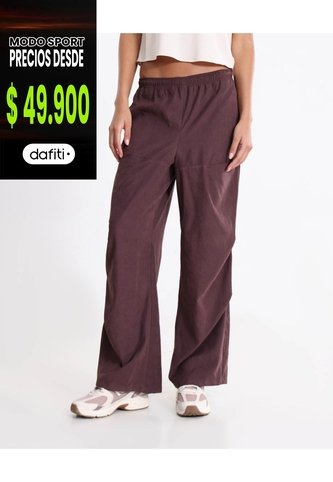 Pantalón Parachute Microcomfort  Para Mujer Vino Atmos Atmos