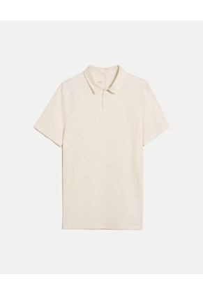 Polo Manga Corta Con Botones Para Hombre Blanco Atmos