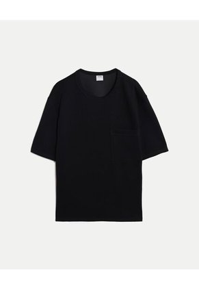 Camiseta Relaxed Fit Manga Corta Con Bolsillo Para Hombre Negro Atmos